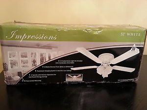 Impressions 52 inch Ceiling Fan with Frosted Glass Light Kit White Whitewash