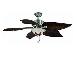 Hampton Bay Antigua Plus 56 inch Tropical Ceiling Fan with Light Kit Nickel