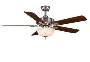 Hampton Bay Larson 52 inch Ceiling Fan with Light Kit Brushed Nickel