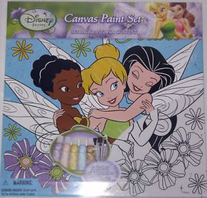 New Disney Fairies Tinkerbell Canvas Paint Brushes Set 14 x 14