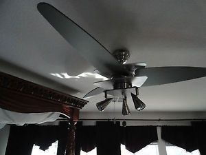 Brushed Chrome Silver Contemporary Ceiling Fan with Light Kit
