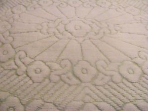 Thick Fluffy Mint Green White Vintage Chenille Bedspread Full