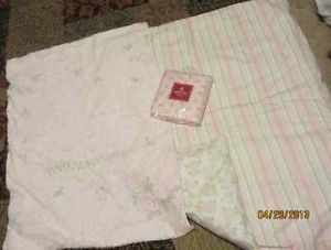 Amy COE Alphabet Soup Crib Bedding Set Girls Pink Green Chenille Blanket Sheet