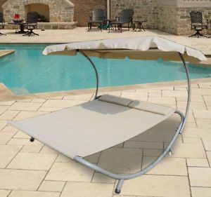 Swimming Pool Double Hammock Bed Chaise Lounge Sail Shade Patio Outdoor Lounge