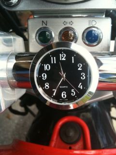 Motorcycle Handlebar Clock with Authentic Black Seiko