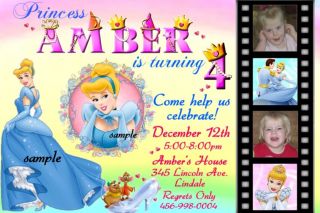 Cinderella Birthday Invitations Disney Princess Custom