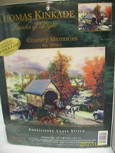 Thomas Kinkade Embellished Cross Stitch Kit "Country Memories" 10x8 SEALED USA