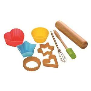 Premier Housewares 9pc Childrens Kids Baking Cooking Cake Set Whisk Rolling Pin