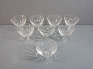 8 Crystal Goblets Etched Wheat Glasses Stemware Elegant Dessert Crystal Goblets