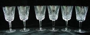 Lot 6 Waterford Lismore Pattern Stemware Wine Water Crystal Glass 7" Goblet