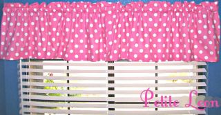 Hot Pink White Polka Dot Curtain Valance 42x14 Curtain