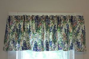 Laura Ashley Stocks Valance Set of 3 Curtains Floral Blue Pink Green