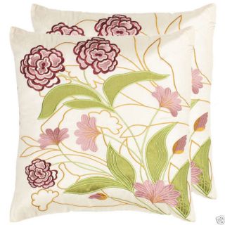 18 inch Pink Cream Rose Garden Decorative Pillows Set of 2