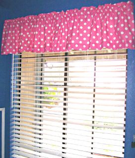 Hot Pink White Polka Dot Curtain Valance 42x14 Curtain