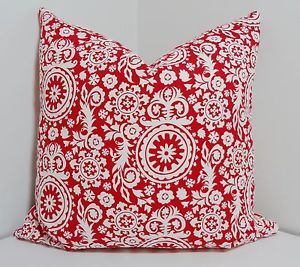 Red White Suzani Christmas Pillow Decorative Holiday Throw Pillow Cover 18x18