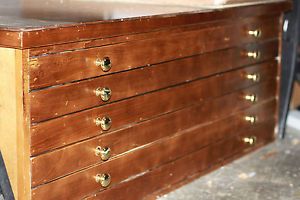 Flat File Cabinet Antique Wood Art Plan Map Blueprint Files by Hamilton