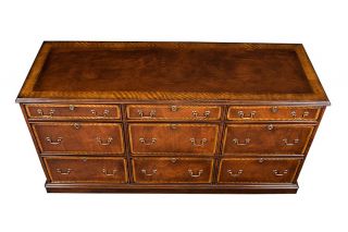 English Antique Style Flame Mahogany Six Drawer File Cabinet Credenza