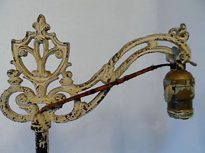 Antique Art Nouveau Painted Cast Iron Bridge Floor Lamp