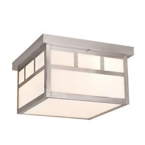 New 2 Light Mission Flush Mount Ceiling Outdoor Lighting Fixture Stainless Steel