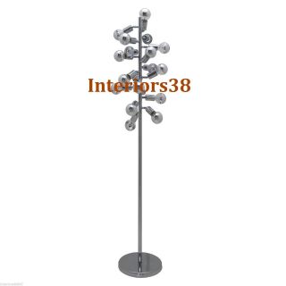 Designer Chrome Metal Industrial Modern 18 Light Bulb Floor Lamp Dimmer Switch