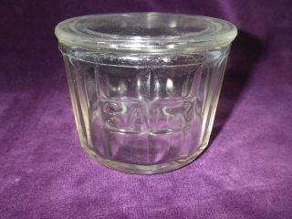 Antique Hoosier Cabinet Salt Paneled Spice Glass Jar with Glass Lid