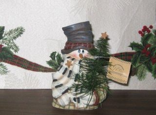 Crazy Mountain "Snowman with Tree" Votive Candle Holder