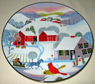 Betsey Bates Annual World Book Christmas Morning 1980 Folk Art Plate Orig BX COA