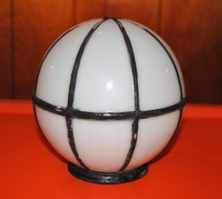 Antique Art Deco Milk Glass Round Globe Shade Lamp Chandeliers Vintage Lighting
