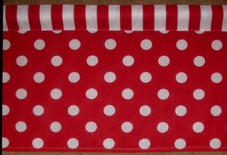 Wide 58"Window Curtains Valance Panels Kitchen Bath Bedroom Red White Polka Dot
