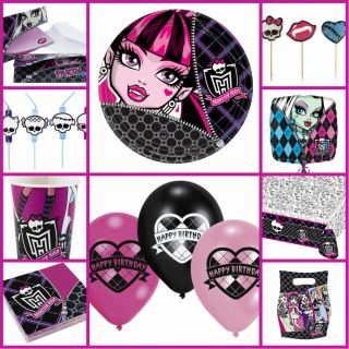 Monster High Girls Birthday Party Tableware Decorations Cups Plates Balloons