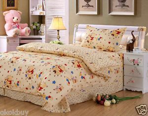 Kid Winnie The Pooh Bed Blanket Sheet Pillowcase Duvet Comforter Cover 3pc Set