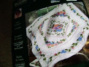 Donna Dewberry Bucilla Lap Quilt Kit Rose Bouquet Stamped Cross Stitch