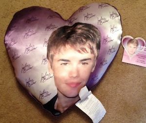 Justin Bieber 2 Sided Heart Shaped Decorative Pillow Purple