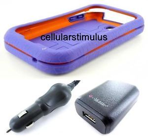 New T Mobile D3O Purple Flex Hard Case LG myTouch Q Home Charger Car Charger