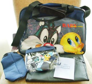 Baby Looney Tunes 9 Piece Diaper Bag Set New with Tags