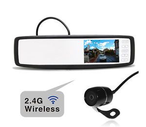 Wireless 4 3"" TFT LCD Clip on Mirror Monitor Rear View System Backup Camera