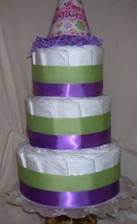 Princess Baby Shower Diaper Cake Decoration Party Favors Girl Table Purple Green