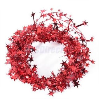 23 Feet Red Stars Wire Tinsel Garland Christmas Tree Decoration Long Craft Decor