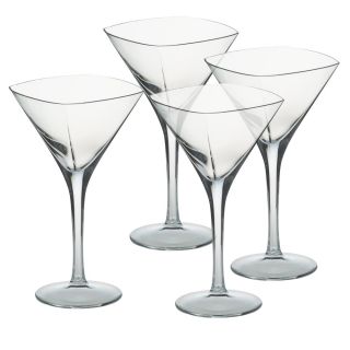 Set of 4 MIKASA CheersTOO Etched Pattern Crystal Martini 10 oz Glasses Boxed