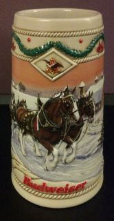 Budweiser Holiday Beer Stein 1996 Collector's Series "American Homestead"