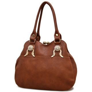 Kisslock Elegant Decorated Womens Fashion Bag Shoulder Handbag Purse New Brown