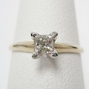 1 3 Carat Princess Cut Diamond Two Tone 14k Gold Engagement Ring