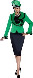 Terramina 7285 Black Green Womens Formal Church Dress Skirt Suit Size 10 to 26