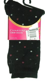 Charter Club Women's Polka Dotted Crew Socks Black Multi Color