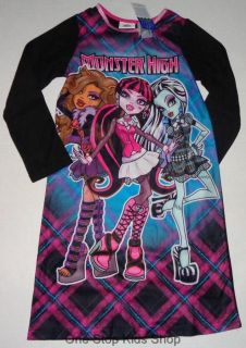 Monster High Girls 6 6X 7 8 10 12 14 16 Pajamas Flannel Nightgown PJs Draculaura