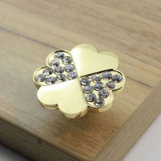 Gold Flower Style Cabinet Drawer Crystal Glass Knobs