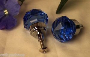 20 Cobalt Blue Crystal Glass Knobs Cabinet Door Drawer Pulls Furniture Handles