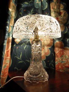 Really Super Vintage Cut Glass Crystal Large Table Lamp Base and Glass Shade VGC