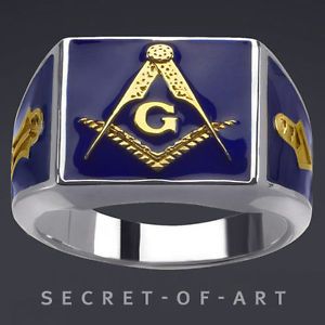Blue Lodge Masonic Silver 925 Ring 24K Gold Plated