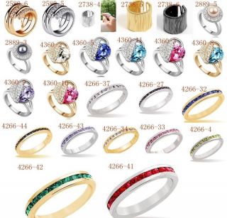 Hot Lady Swarovski Crystal Finger Ring Rhinestone Silver Gold Plated Jewelry